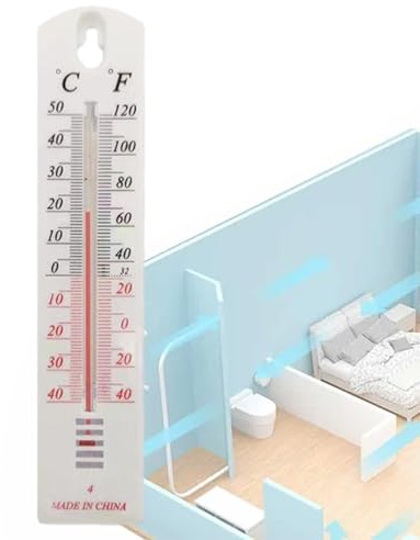 Analoges Thermometer Innen/Außen Thermometer Wandmontage Raumthermometer - Genaues Raumtemperatur Messgerät für Zuhause, Büro, Garten, Gewächshaus, Temperaturanzeige von -40 bis +50 °C/-40 bis +120 °F