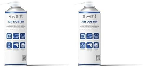Ewent Bomboletta Spray aria compressa per la pulizia di Tastiere, Computer ed accessori, Spray ad aria compressa, 400 ml, con cannuccia lunga per la pulizia di fessure più difficili (Confezione da 2)