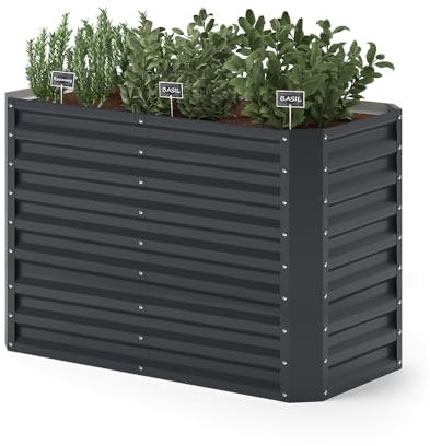 ok-Living Hochbeet Kräuterbeet Gemüsebeet rechteckig 120x60x80cm (LxBxH) anthrazit Pflanzkasten Frühbeet Aufzucht Beet Garten