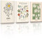 HesenDot Grüne Matisse Wandbilder 30x40cm, Abstrakte Blumen Leinwanddrucke mit Rahmen, Minimalistische Florale Poster Set, Moderne Kunstdrucke Deko für Wohnzimmer Schlafzimmer Flur Bad Büro, 3 Stück