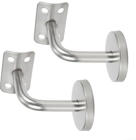 Paquete de 2 soportes de pasamanos para una instalación segura en paredes y escaleras (soporte curvo)
