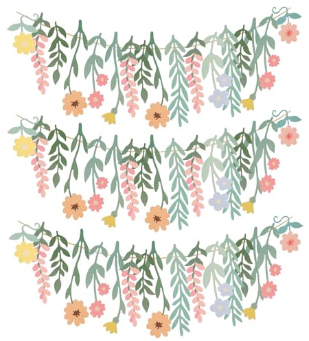 3 Stück Blumengirlande Doppelseitiger Druck Blumen Deko Kein Verblassen Blumen Girlande, Anwendbar auf Girlande Hochzeit Gartenparty Deko Gartenparty Deko Draußen Blumengirlande Künstlich
