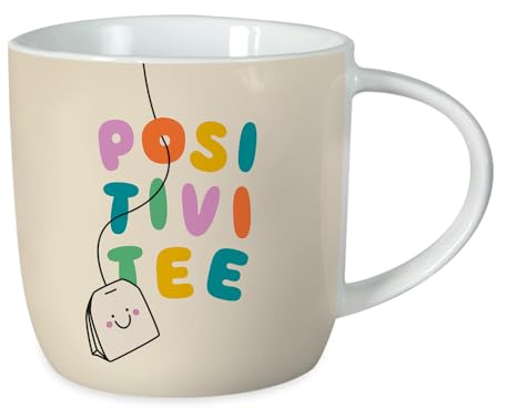 Grafik-Werkstatt Kaffeetasse - Positivitee - Porzellan, 300 ml | Kaffeebecher mit Spruch oder Smiley-Motiv – lebensmittelecht, spülmaschinen- und mikrowellengeeignet