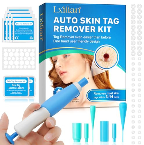 Skin Tag Removal Kit with 40 Bands (2mm-8mm), Skin Tag Remover Auto Fast-Acting, Painless Effective Wart Freeze Removal, Wart Remover, Tag Buddy for Skin Tags, Mole Remover with 36 Skin Repair Patches