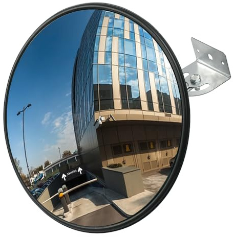 VGECEE Verkehrsspiegel 30 cm Konvexspiegel Spiegel Konvex Rund Parabolspiegel Ausfahrt Sicherheitsspiegel Überwachungsspiegel Außen Beobachtungsspiegel Panoramaspiegel für Garage, Verkehr, Einfahrten
