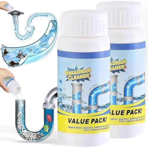 2PCS Powerful Foaming Drain Cleaner, Heavy-Duty Sink & Pipe Unblocker Liquid for Kitchen & Bathroom Clogs