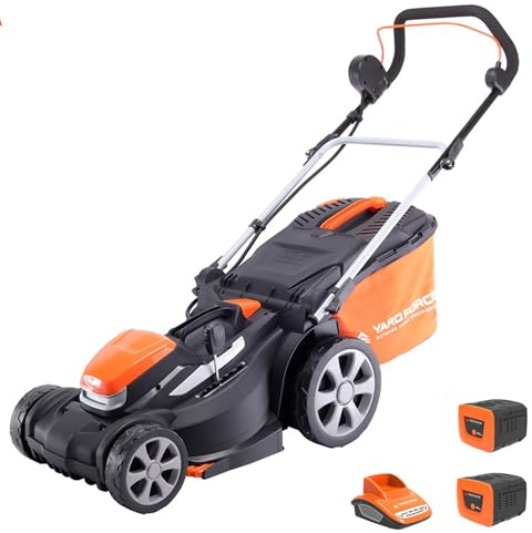 Yard Force 40V 37cm Cordless Lawnmower with 2 x 40V 2.5Ah Lithium-Ion Batteries & Quick Charger - GR40 Range