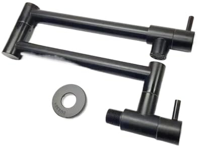 1 grifo de cocina doble interruptor, dorado cepillado, empotrable en la pared, con caño plegable, agua fría individual, extensión for fregadero, for rellenar ollas Para Uso en la Cocina(Black)