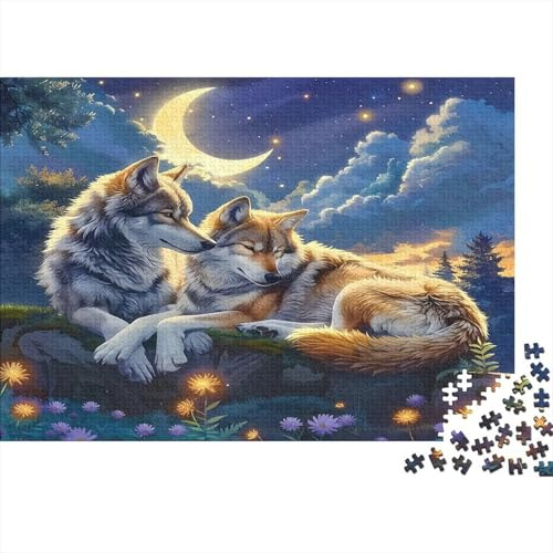 Wolf Puzzle 1000 Teile Blauer Nachtbach Wolf Riesenformat Erwachsene Kinder Lernspiel Deko