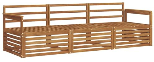 vidaXL Outdoor-Sofagarnitur 3 pcs Natur Massivholz Akazie, Garten, modernes Ecksofa, belastbare Gartenmöbel, Lounge für Terrasse, ideales Set für Balkon