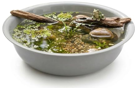LB H&F Moderner Miniteich & Pflanzschale Fertigteich Metallwanne grau Wanne Schale Wasser rund 47 cm groß wasserdicht (1)