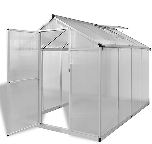 Serra Alluminio 4,6 m² Pannelli Policarbonato Doppia Parete | Resistente da -20°C a 70°C, grondaia integrata, sfiato da tetto, facile da montare, uso giardinaggio amatoriale