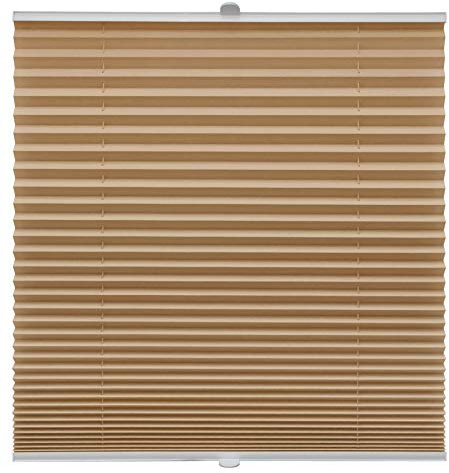 Plissee auf Maß für alle Fenster Montage Glasleiste Blickdicht mit Spannschuh Sonnenschutzrollo Cappuccino Breite: 51-60 cm, Höhe: 40-100 cm