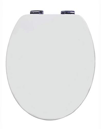 Grünblatt, wooden hearth toilet seat, high gloss finish, with soft-close automatic closure and take-off quick-release metal hinges, white