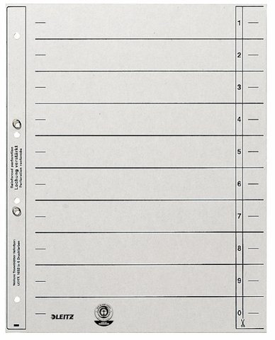 LEITZ® Trennblatt, Kraftkarton (RC), 200 g/m², geöst, A4, grau (100 Stück), Sie erhalten 1 Packung á 100 Stück