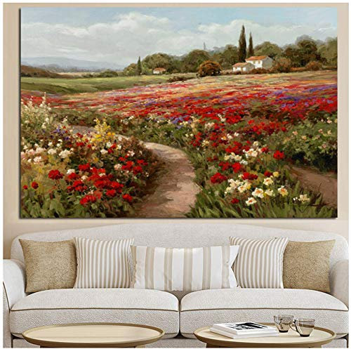HYFBH Leinwand Kunstdruck Pappeln Felder von Claude Monet Impressionist Gemälde auf Leinwand Poster Wandkunst Bild für Wohnzimmer 60x90cm (24x35 Zoll) mit Rahmen