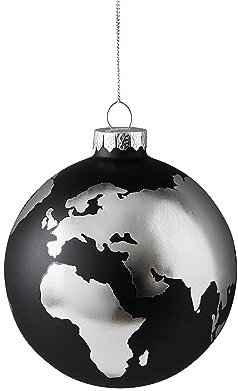 Gift Company - Christbaumschmuck, Baumschmuck - Weltkugel, Globus - Schwarz Silber - Durchmesser: 10 cm