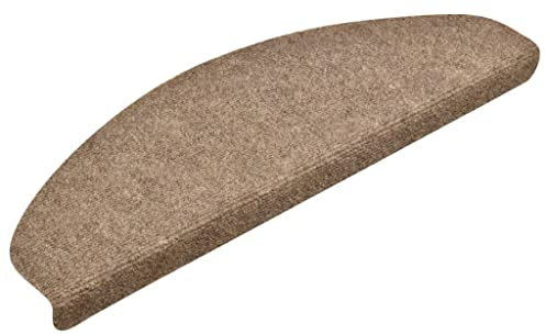vidaXL Felpudos autoadhesivos para escaleras, 15 Unidades, 65 x 21 x 4 cm, Beige, semicirculares, Grandes