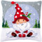 Vervaco Kreuzstich Stickpackungen Kissen Stickerei Set Anfänger Vorgedruckt Weihnachtsgnom im Schnee DIY Set Kreativ Set Für Erwachseneca. 40 x 40 cm Bastelset Handwerker Haus Dekoration