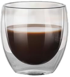 Tiiyee Borosilicate Glass Double Wall Insulated Glass Cups, 80ml Heat Resistant Coffee Glasses for Espresso, Macchiato, Tea, Milk, Juice, Ice Cream, Wine, Water. for Birthday, Christmas