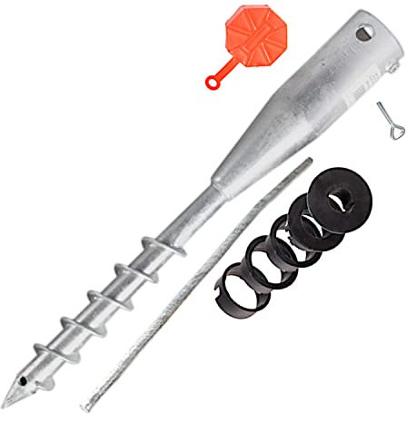 Bau Handwerker Service 24 | Einschraubbodenhülse rund 68 x 560 mm, Sonnenschirmständer zum Eindrehen in die Erde, Wäschespinne Bodenhülse, Sonnenschirmhalter für Strand und Garten, feuerverzinkt