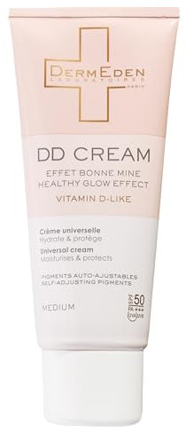 DermEden - Crema de Día efecto Bonne Mine 50 ml - FPS 50, tinte medio - Protección integral contra los efectos nocivos de la luz - Hidratante, Antiedad y enriquecida con D-Like - Made in France