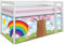 TiCAA Hochbett, Kinderbett Spielbett mit Treppe aus Kiefer Massivholz Bettgestell 90 x 200