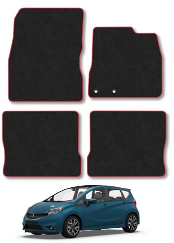Nissan Note (2013-2016) Carpet Car Mats | Red Edge Trim Tailored Fit Floor Mats Full Coverage Protection Accessories Easy Clean Anti Slip Made in the UK