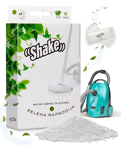 SHAKE Staubsauger Duft (Grüne Rhapsodie) • Duftperlen Gegen Schlechte Gerüche • Granulat zum Einsaugen • Deo als Lufterfrischer • 4er Pack