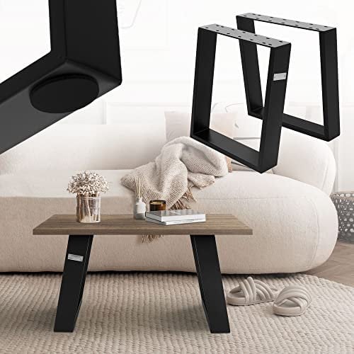 ML-Design 2er Set Tischkufen 80GRAD Neigung, 40x43 cm Schwarz matt, 8x2cm, Schräge Tischbeine, Metall Möbelkufen, Tischgestell Stahl geneigt Tischuntergestell Möbelfüße Bankkufen Bankgestell Bankbeine