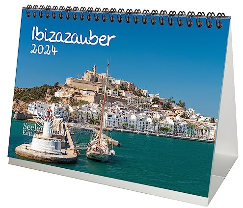 Ibizazauber DIN A5 Tischkalender für 2024 Ibiza Eivissa Spanien Urlaub Strand Meer Reise - Seelenzauber