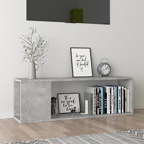 JUNZAI Mueble para TV, Mueble Salon, Mueble TV Salon, Mueble pequeño, Mesa Auxiliar TV, Mesa De Televisión, aglomerado Gris hormigón 100x24x32 cm
