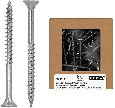 HELPMATE - Vis universelles tête fraisée 4x50 acier inoxydable A2-200 vis à bois avec entraînement en T et filetage partiel - Vis pour panneaux de particules pour l'intérieur et l'extérieur