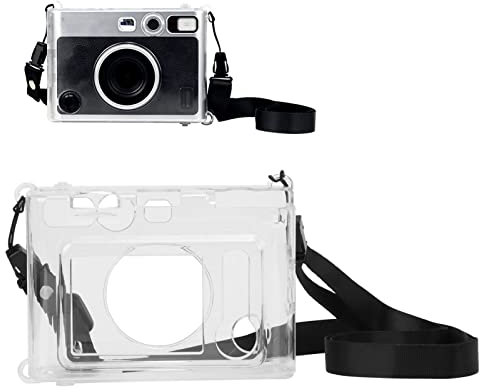 Clear Case for Fujifilm Instax Mini Evo, Protective Clear Hard Camera Case with Shoulder Strap for Fujifilm Instax Mini Evo
