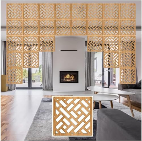 AviiSo Hängepaneel Hängender Raumteiler Sichtschutz-String-Screen-Panels, Dünne Holzpaneel-Wechseltrennwand mit allem Zubehör (Color : Natural b, Size : 90Pcs)