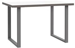 Forte KEFLAVIK Schreibtisch 120, moderner Schreibtisch weiß, Computertisch, Home Office, Büro, Holzwerkstoff, Weiß/Grau, 120 cm breit x 74,1 cm hoch x 75 cm tief