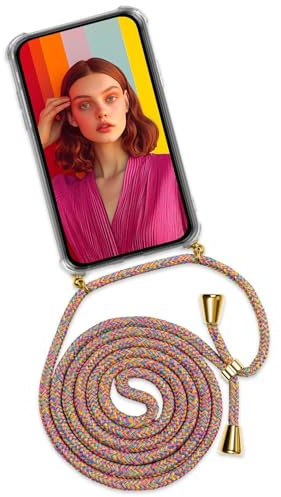 ONEFLOW Handykette für Samsung Galaxy S24 Plus Hülle mit Band, Handyhülle mit Kette abnehmbar, Handyband zum Umhängen, Handy Umhängeband Lange Handykordel, Twist Case – Rainbow