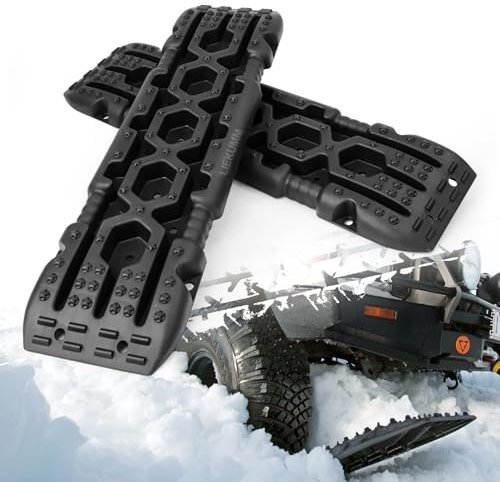 LIEKUMM 2 Stücke Sandbleche Offroad, 104 x 28 cm Sandbleche Kunststoff, 10 T Tragkraft Sandbleche Wohnmobil, Kunststoff Sandblech für Geländewagen PKW LKW, Sandboard für Sand Schlamm Schne