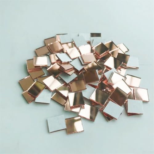 Glänzende Glas-Spiegel-Aufkleber, 10 x 10 mm, 100 Stück, selbstklebende Wandornamente (Roségold)