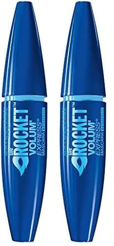 Maybelline New York Wasserfeste Wimperntusche für mehr Volumen, Volum' Express The Rocket Mascara Waterproof, Nr. 1 Very Black (Schwarz), 1 x 9,6 ml (Packung mit 2)