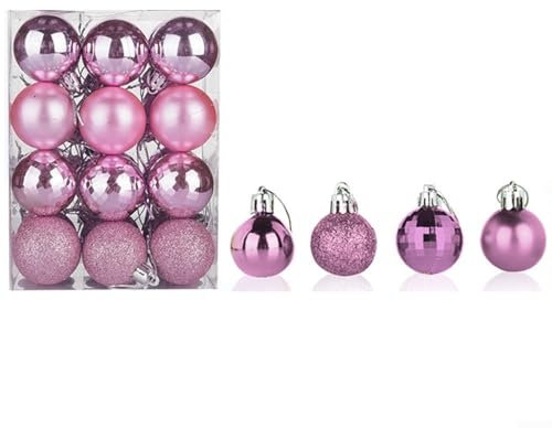 Festive Decoration Balls 24-teiliges Weihnachtsbaumkugel-Set für Feiern (Rosa)