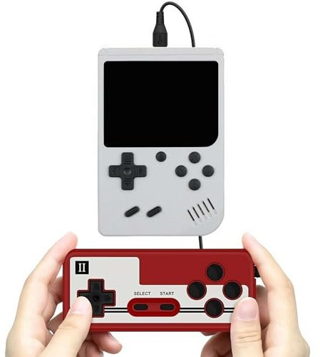 Consola de juegos de mano, consola de juegos retro portátil con más de 400 juegos clásicos, soporte para conectar TV dos jugadores, batería recargable regalo para niños y adultos