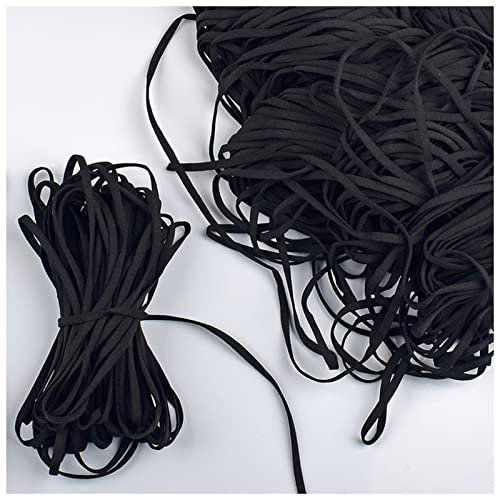 Elastisches Seil 5mm Mundmaske Elastische Band String Gesichtsmaske Schwarz Seil Gummiband Band Ohrkabel Runder flachem Ohrhängen DIY. Zubehörteil Seil Elastisch(Black,50M)