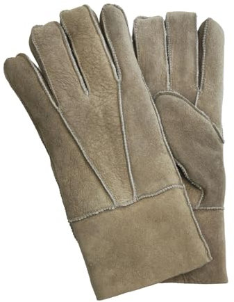 Infinity Leather Unisex Stone Sheepskin Suede Gloves with Roll Up/Down Cuff