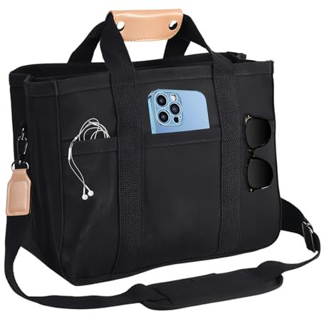 Amexo Bolsa de Lona para Mujer, Bolso de Mano para Mujer Bolso Bandolera Lona Múltiples Bolsillos Bolsa de Ociopara Multifuncional Bolsa Shopper para Trabajo Compras Viajes Citas