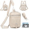Travistar Brusttasche Sling Bag Damen Herren 2 in 1 Rucksack Damen Wickeltasche mit 2 Abnehmbare Schultergurte und Feuchttuch-Tasche, PU Leder Umhängetasche Schultertasche Crossbody Bag Damen Weiß