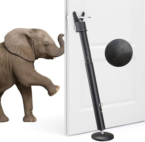 Door Security Bar - Upgraded Anti-Slip Base,Heavy Duty Burglar Door Stopper Stick,28-52 Adjustable Barricade Safety Jammer Stoper for Front Door Patio Sliding Glass Window,Black