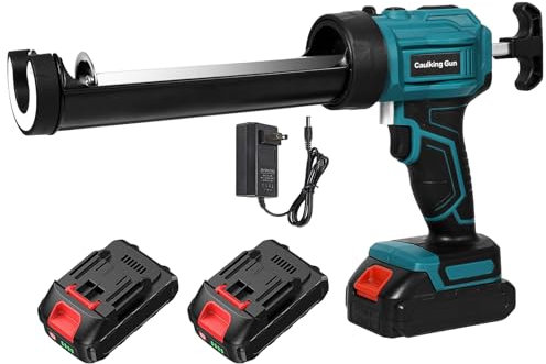 Akku Kartuschenpistole Kompatibel mit Makita 21V Akku, Akku Kartuschenpistole mit 2000mAh,LED- Licht, 4 Geschwindigkeiten,Silikonpistole Akku für 300ML Kartuschen (2×batterie)
