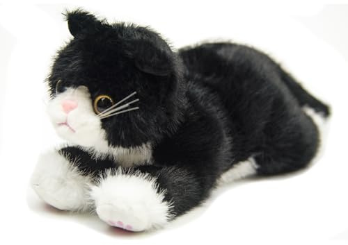 RLOMUTE 15.7Zoll Plüsch Katze Kuscheltier Schwarze Katze Kuscheltier Realistisches Kätzchen-Stofftier Spielzeug weiches kuscheliges für Gastgeschenke Begleiter Schlafzimmer Auto Heimdekoration