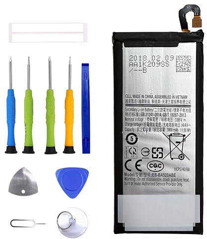 ERYNK EB-BA520ABE Batterie de rechange pour Galaxy A5 2017 & Galaxy J5 2017 SM-J530F, SM-J530Y, SM-J530FM, SM-A520F, SM-A520F, SM-A520K, SM-A520L avec jeu d'outils